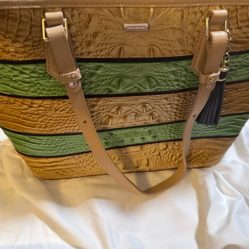 Brahmin Brown and Green Purse